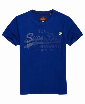 Superdry Real Logo 1st Férfi Pólók Kék | QXIZG5863